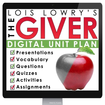 Preview of The Giver Unit Plan - Lois Lowry Novel Study Reading Unit - Digital Version