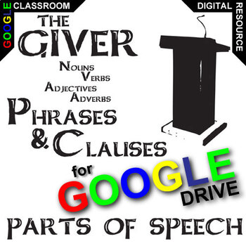 Preview of THE GIVER Grammar - Phrases Clauses Noun Verb Adjective Adverb DIGITAL Lowry