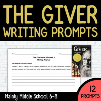Preview of THE GIVER by Lois Lowry - Writing Prompts (1 per chapter)