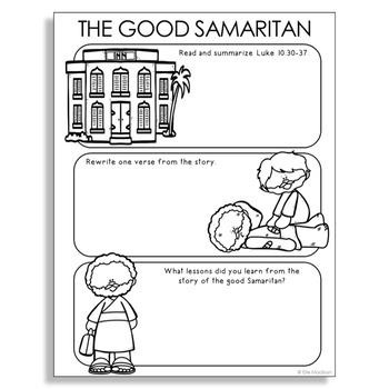 THE GOOD SAMARITAN Bible Story Illustrated Notes Activity | Christian ...