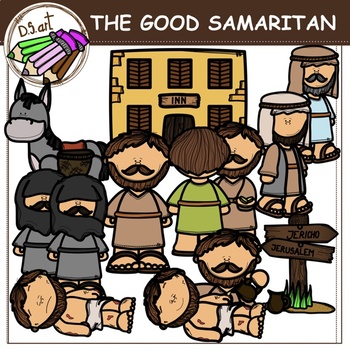 Preview of THE GOOD SAMARITAN digital clipart (color and black&white)