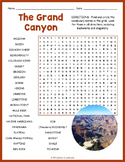 THE GRAND CANYON Word Search Puzzle Worksheet Activity