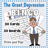 THE GREAT DEPRESSION BINGO Game Boards and Vocabulary Cards