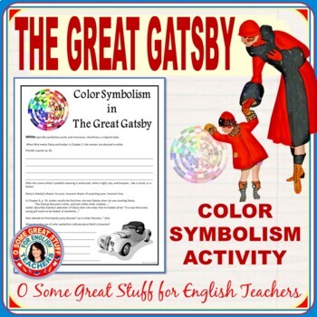 Preview of The Great Gatsby - Color Symbolism Lesson and Activity with Detailed Answer Key