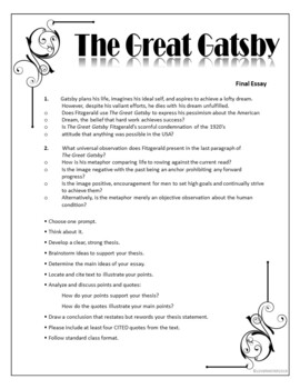 essay questions on great gatsby