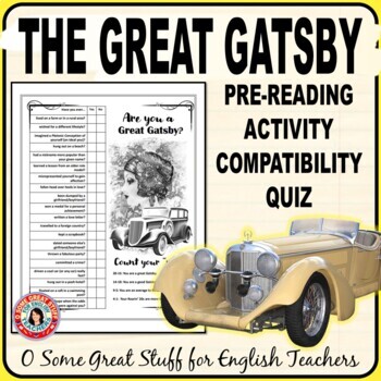 Preview of The Great Gatsby - Free Introductory Activity, "Are You a Great Gatsby?"