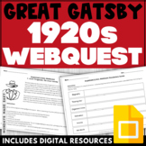 The Great Gatsby DIGITAL WEBQUEST Roaring 1920s Google Sli