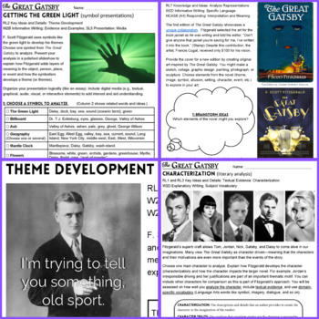 Preview of THE GREAT GATSBY Projects and Assignments