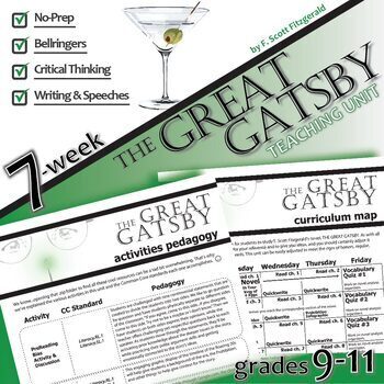 Preview of THE GREAT GATSBY Novel Study Unit Plan Activities - Prereading Character Quizzes