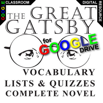 Preview of THE GREAT GATSBY Activity - Vocabulary 150-word List & Self-Grading Quiz DIGITAL