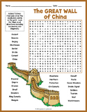 THE GREAT WALL OF CHINA Word Search Puzzle Worksheet Activity