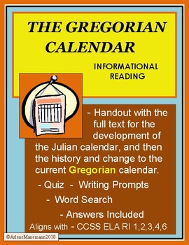 Preview of THE GREGORIAN CALENDAR Informational Reading & Distance Learning