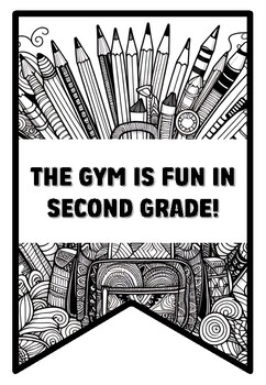 Preview of THE GYM IS FUN IN SECOND GRADE! 10 Grade 2 Zentangle Coloring Pages