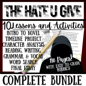 Preview of THE HATE U GIVE (Thomas) | Novel Study | Unit Bundle: 10 Resources | 100+ Pages
