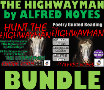 Preview of THE HIGHWAYMAN by Alfred Noyes Bundle: ESCAPE ROOM and GUIDED READING PLANS