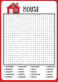 THE HOUSE WORD SEARCH PUZZLE WORKSHEET ACTIVITY by Best Little Teacher