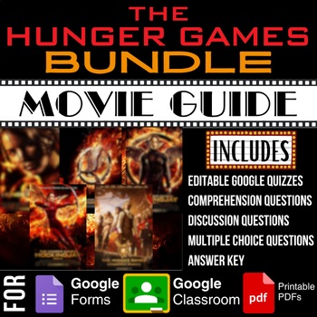 Preview of THE HUNGER GAMES Movies Bundle Guides Worksheet Activities Google Forms Quizzes