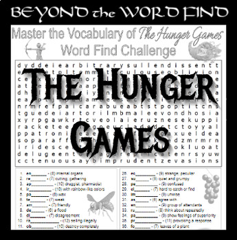 Preview of THE HUNGER GAMES Prereading Vocabulary, Quiz, Worksheet, Test, Review - NO PREP