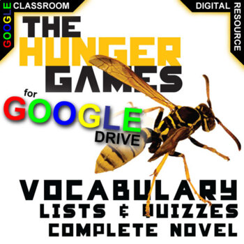 Preview of THE HUNGER GAMES Activity Vocabulary 60-word List & Quizzes Self-Grading DIGITAL