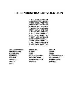 Preview of THE INDUSTRIAL REVOLUTION WORD SEARCH