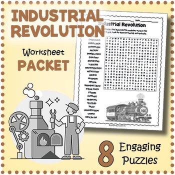 Preview of INDUSTRIAL REVOLUTION Worksheet Activity Packet - Word Search, Crossword & More!