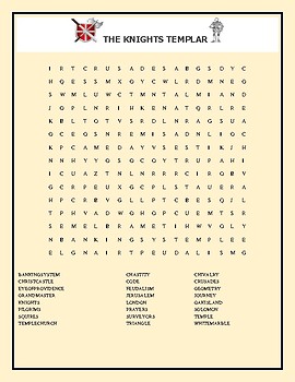 Preview of THE KNIGHTS TEMPLAR WORD SEARCH