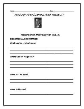 Preview of THE LIFE OF DR. MARTIN LUTHER KING, JR.-  AN AFRICAN-AMERICAN HISTORY PROJECT