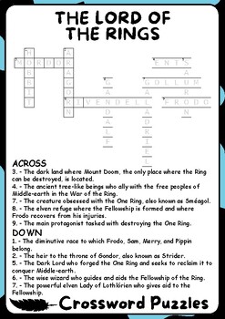 THE LORD OF THE RINGS Crossword Puzzles All About THE LORD OF THE RINGS