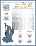 THE LORD OF THE RINGS Novel Study Word Search Puzzle Works