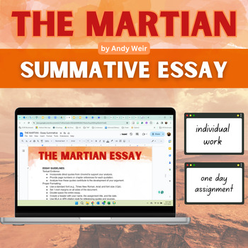 Preview of THE MARTIAN - Essay - Summative - Prompts and Directions