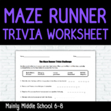 THE MAZE RUNNER Trivia Challenge Worksheet