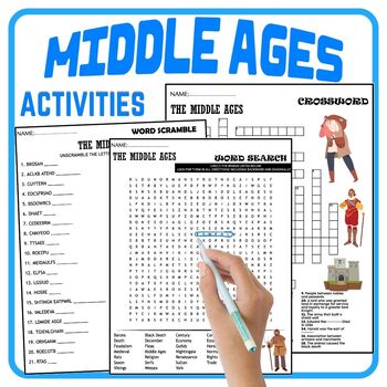 Preview of THE MIDDLE AGES Activities Vocabulary,Puzzle, Crossword & Word search