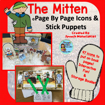 The Mitten Book Companion Page Icons Stick Puppets Christmas Winter 