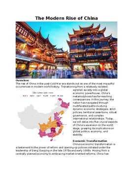 Preview of THE MODERN WORLD - The Modern Rise of China Worksheet w/ KEY