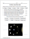 THE MOON - LUNAR Quiz / Assessment - Earth Space Science
