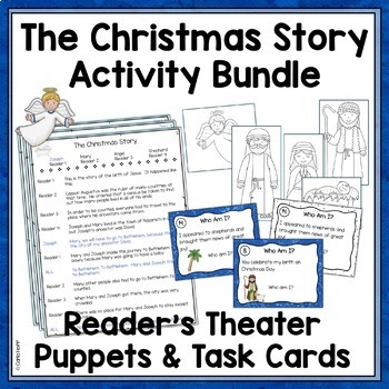 Preview of THE FIRST CHRISTMAS Nativity Reader's Theater Scripts, Puppets & Task Cards