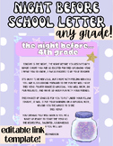 THE NIGHT BEFORE SCHOOL TEACHER LETTER | EDITABLE