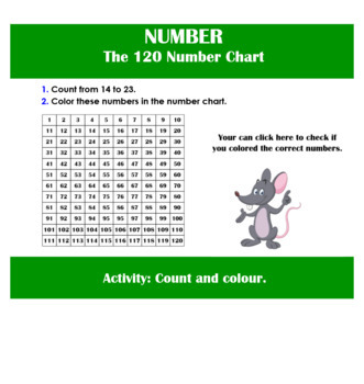 Preview of THE NUMBER CHART - Count and color the numbers.