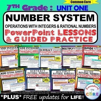 Preview of NUMBER SYSTEM: 7th Grade PowerPoint Lessons & Practice DIGITAL BUNDLE