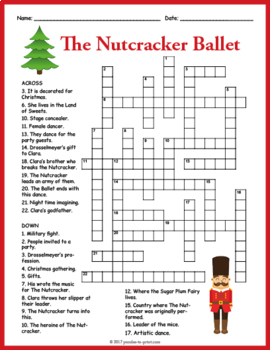 Preview of THE NUTCRACKER BALLET Crossword Puzzle Worksheet Activity