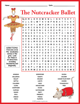 Preview of THE NUTCRACKER BALLET Story Word Search Puzzle Worksheet Activity