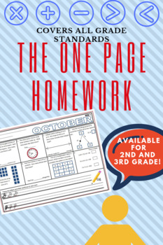 Preview of Distance/Remote Learning: THE ONE PAGE HOMEWORK- 3RD GRADE