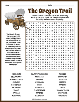 Preview of THE OREGON TRAIL Word Search Game Worksheet Activity - 4th,5th,6th,7th Grade