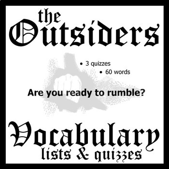 Preview of THE OUTSIDERS In-Context Vocabulary List & Quiz w/ Answer Keys (60 words) Hinton