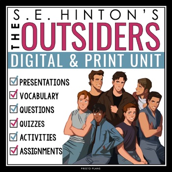 Preview of The Outsiders Unit Plan - S.E. Hinton Novel Study Unit - Digital Print Bundle