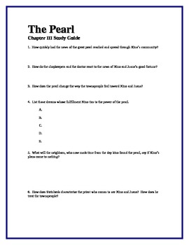 the pearl john steinbeck study guide questions