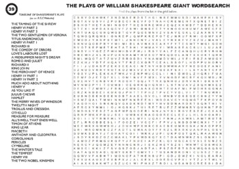 Preview of THE PLAYS OF WILLIAM SHAKESPEARE - GIANT WORDSEARCH