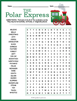 Preview of THE POLAR EXPRESS DAY Word Search Puzzle Worksheet Activity