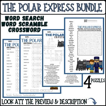 THE POLAR EXPRESS bundle word search word scramble crossword