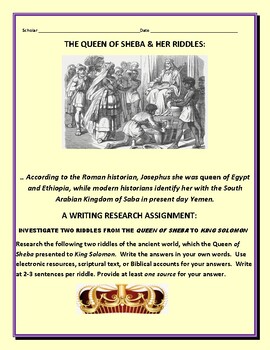 Preview of THE QUEEN OF SHEBA: A WOMEN'S HISTORY MONTH ASSIGNMENT